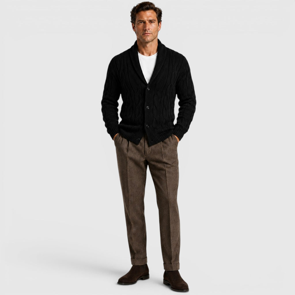 Monvaline | Men's Long Sleeve Relaxed Fit Chenille Knit Cardigan