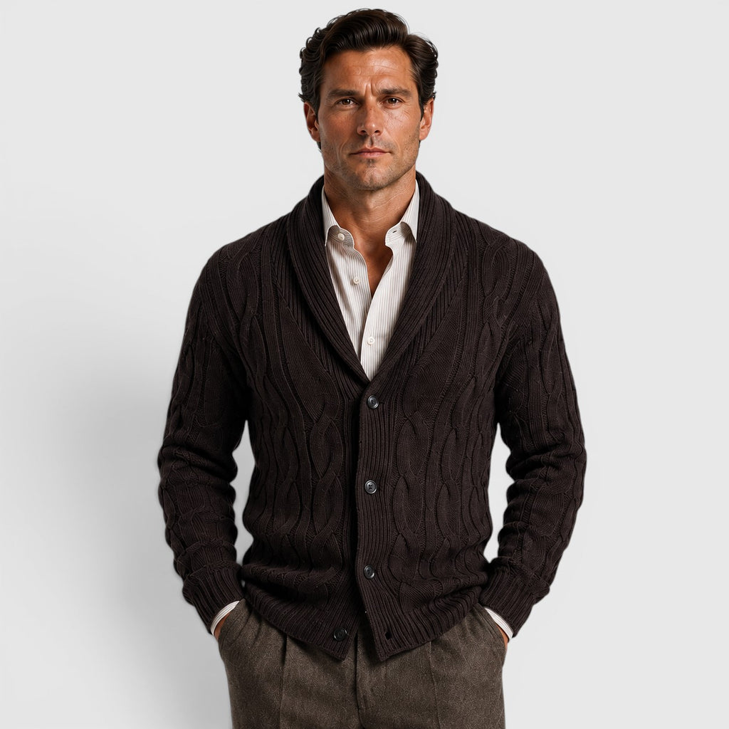 Monvaline | Men's Long Sleeve Relaxed Fit Chenille Knit Cardigan