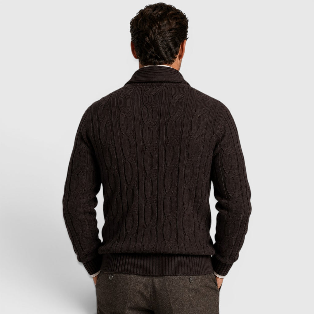 Monvaline | Men's Long Sleeve Relaxed Fit Chenille Knit Cardigan