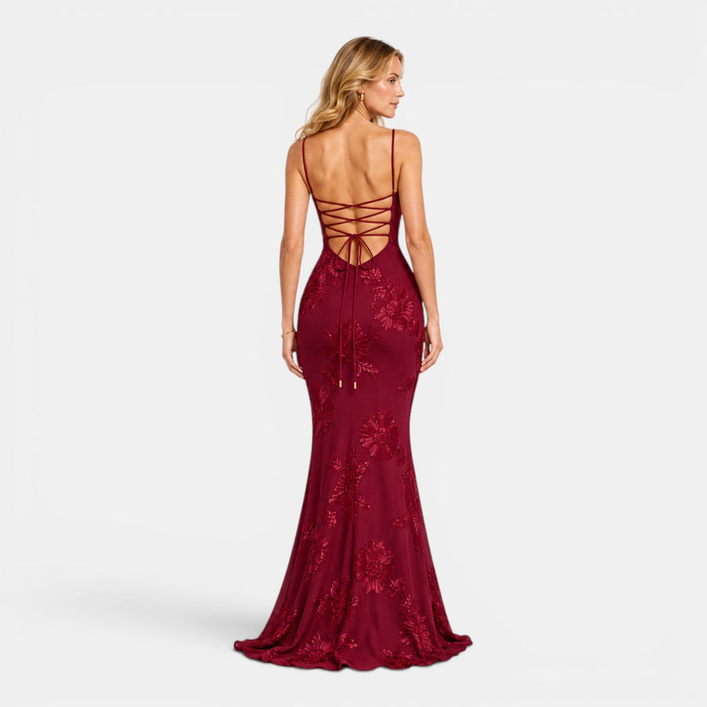 Monvaline | Women's Floral Formal Dress Sleeveless Slimming Maxi Gown
