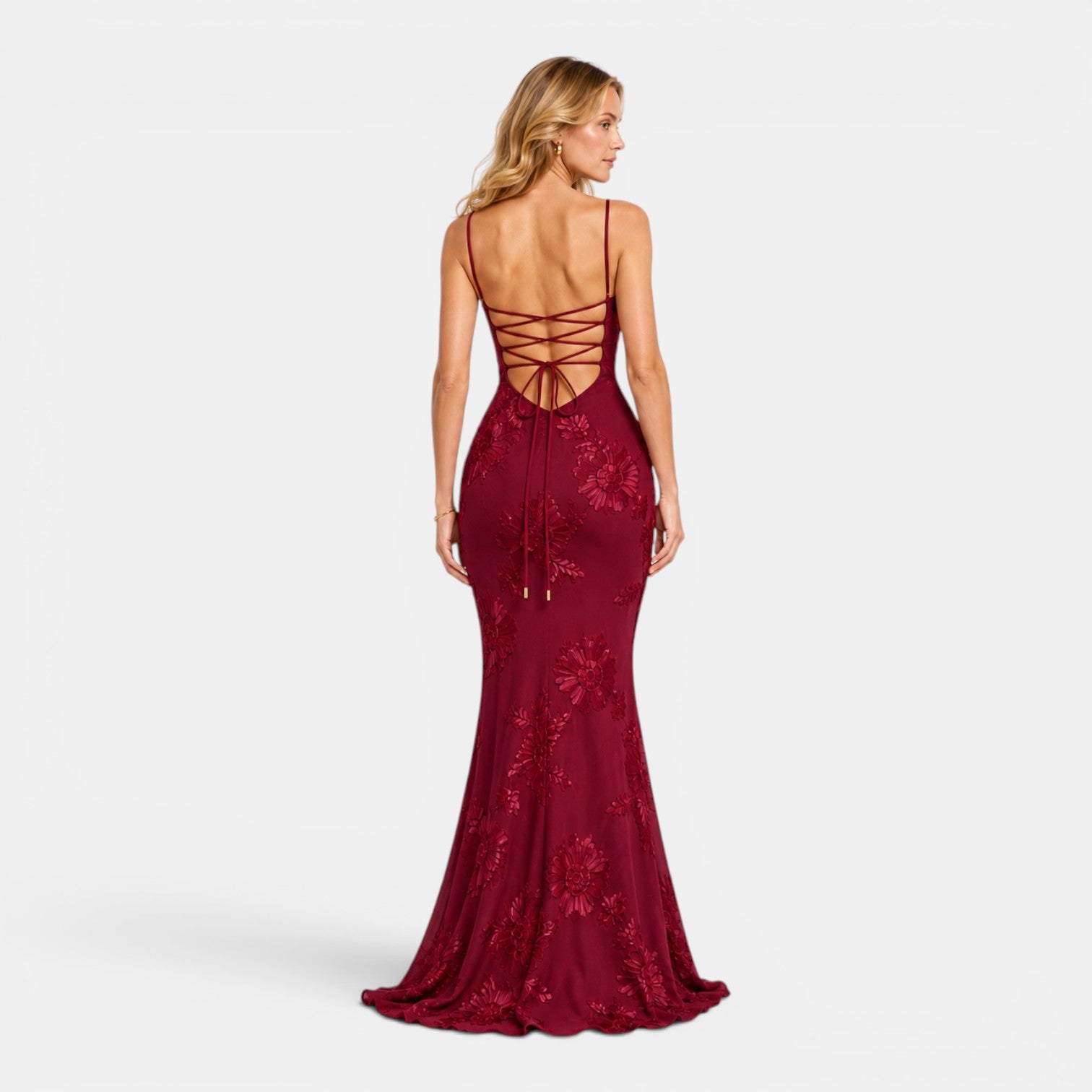 Monvaline | Women's Floral Formal Dress Sleeveless Slimming Maxi Gown