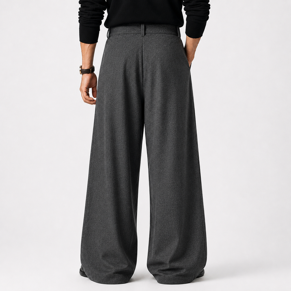 Monvaline | Men's Pleated Straight Leg Dress Pants Classic Fit Trousers