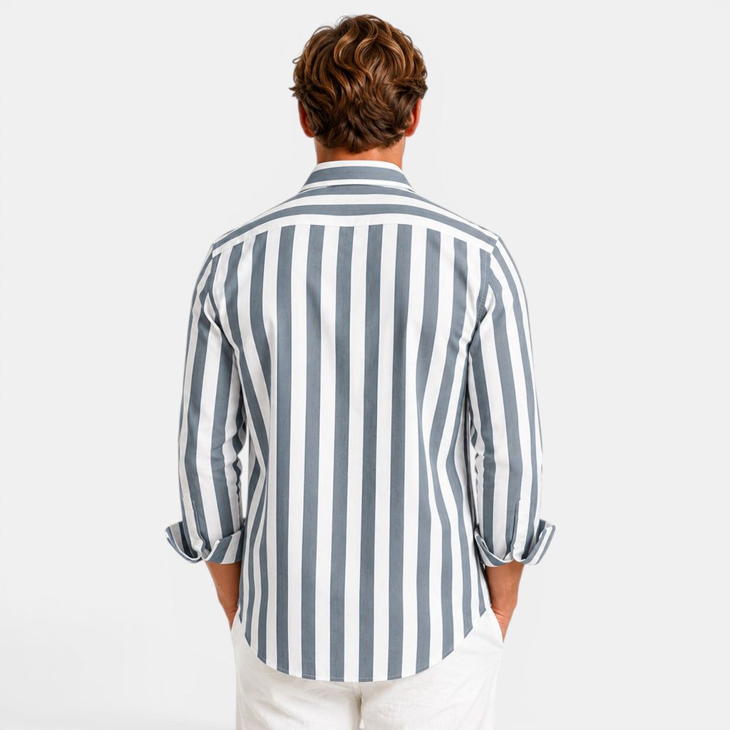 Monvaline | Men's Striped Polo Shirt Lightweight Comfort Slim Fit Summer Top