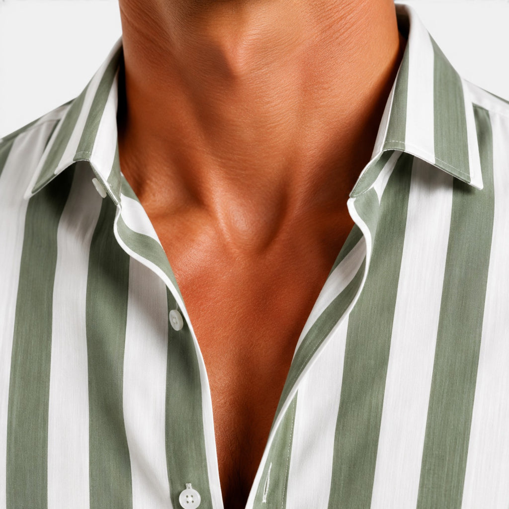 Monvaline | Men's Striped Polo Shirt Lightweight Comfort Slim Fit Summer Top