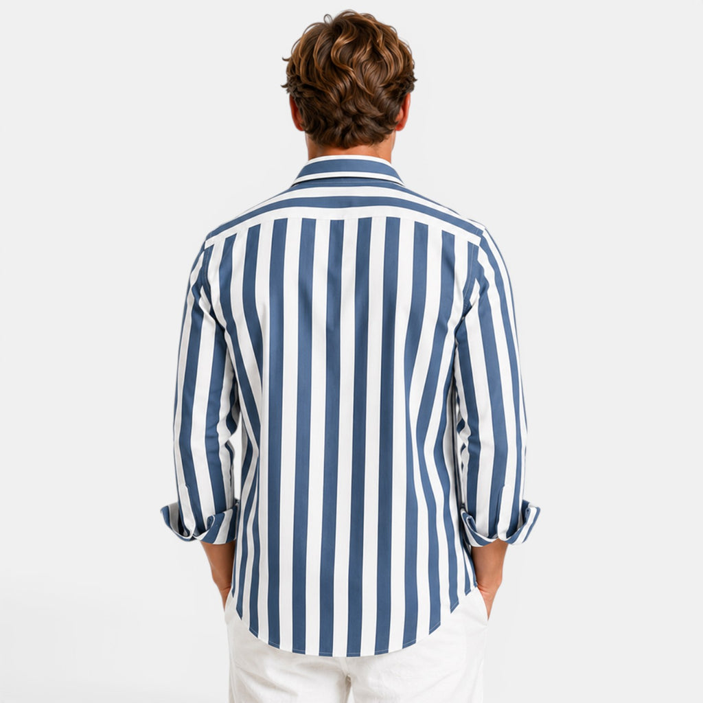Monvaline | Men's Striped Polo Shirt Lightweight Comfort Slim Fit Summer Top