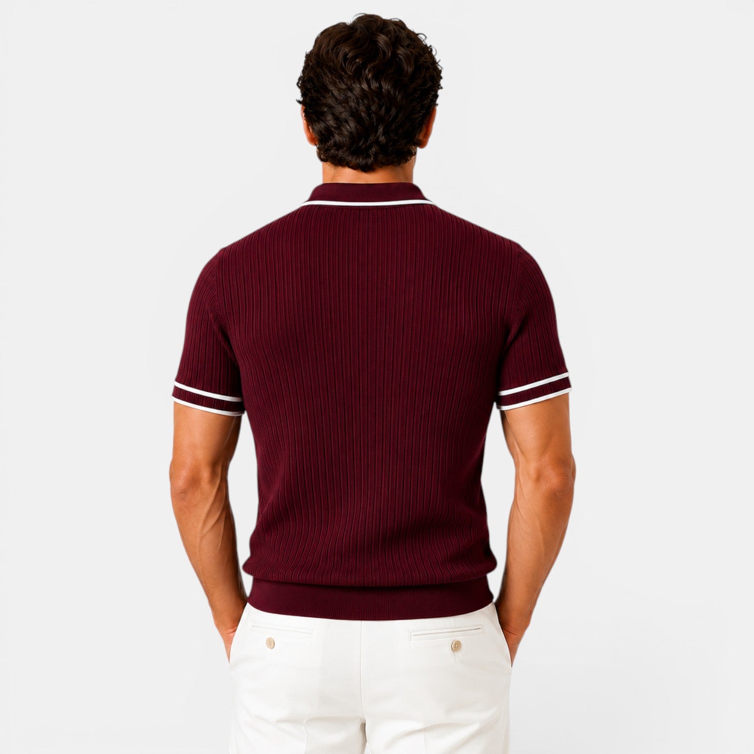 Monvaline | Men's Striped Polo Shirt Lightweight Comfort Loose Fit Summer Wear