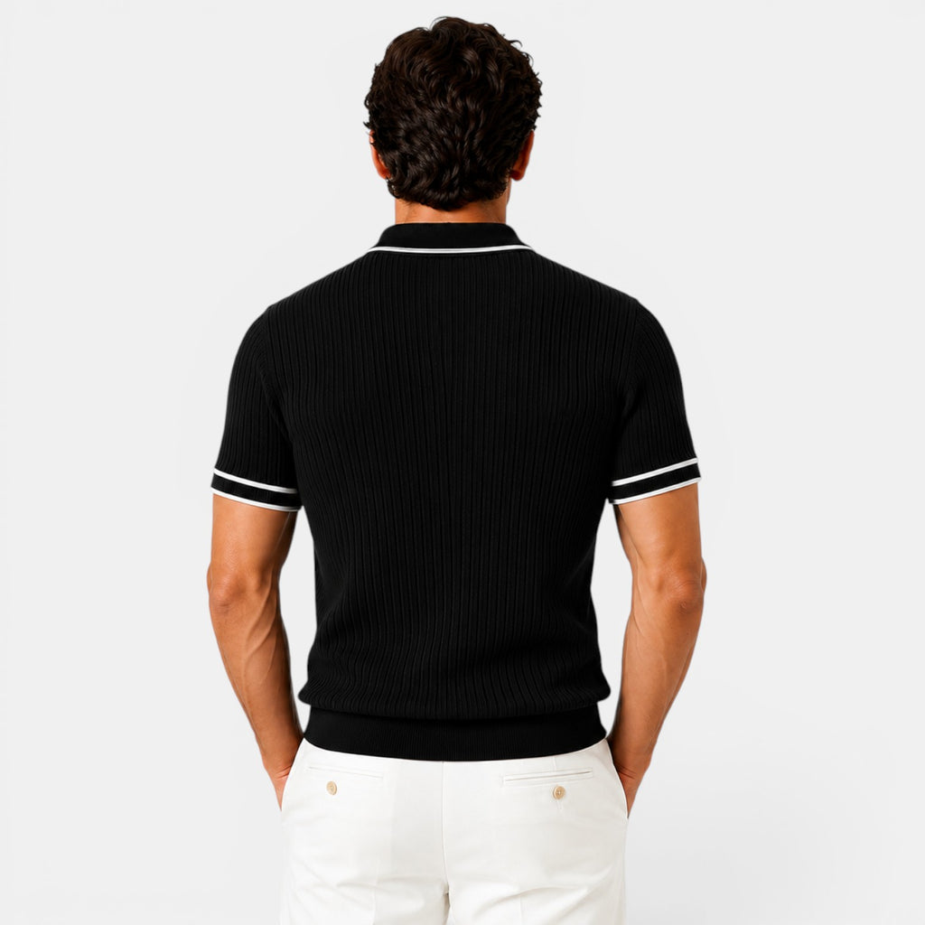Monvaline | Men's Striped Polo Shirt Lightweight Comfort Loose Fit Summer Wear