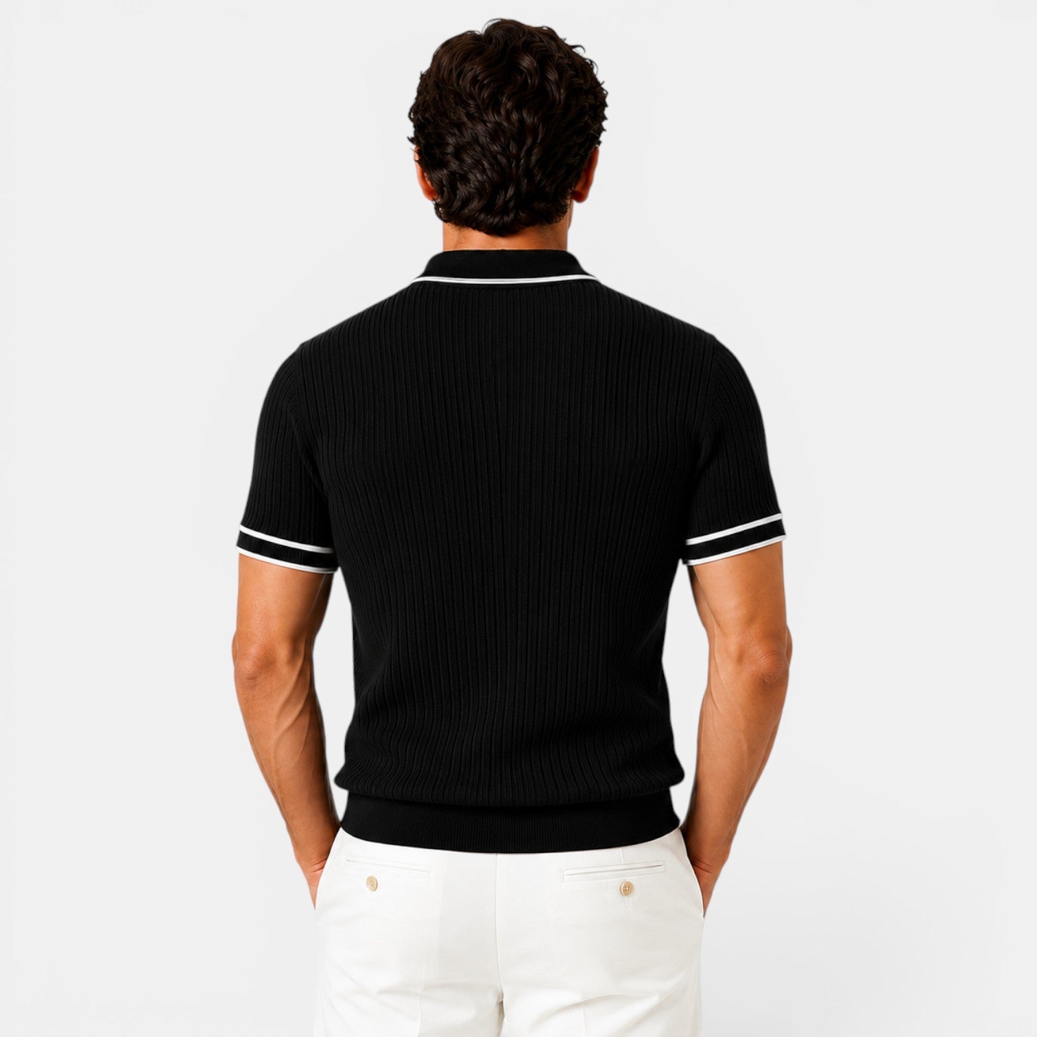 Monvaline | Men's Striped Polo Shirt Lightweight Comfort Loose Fit Summer Wear