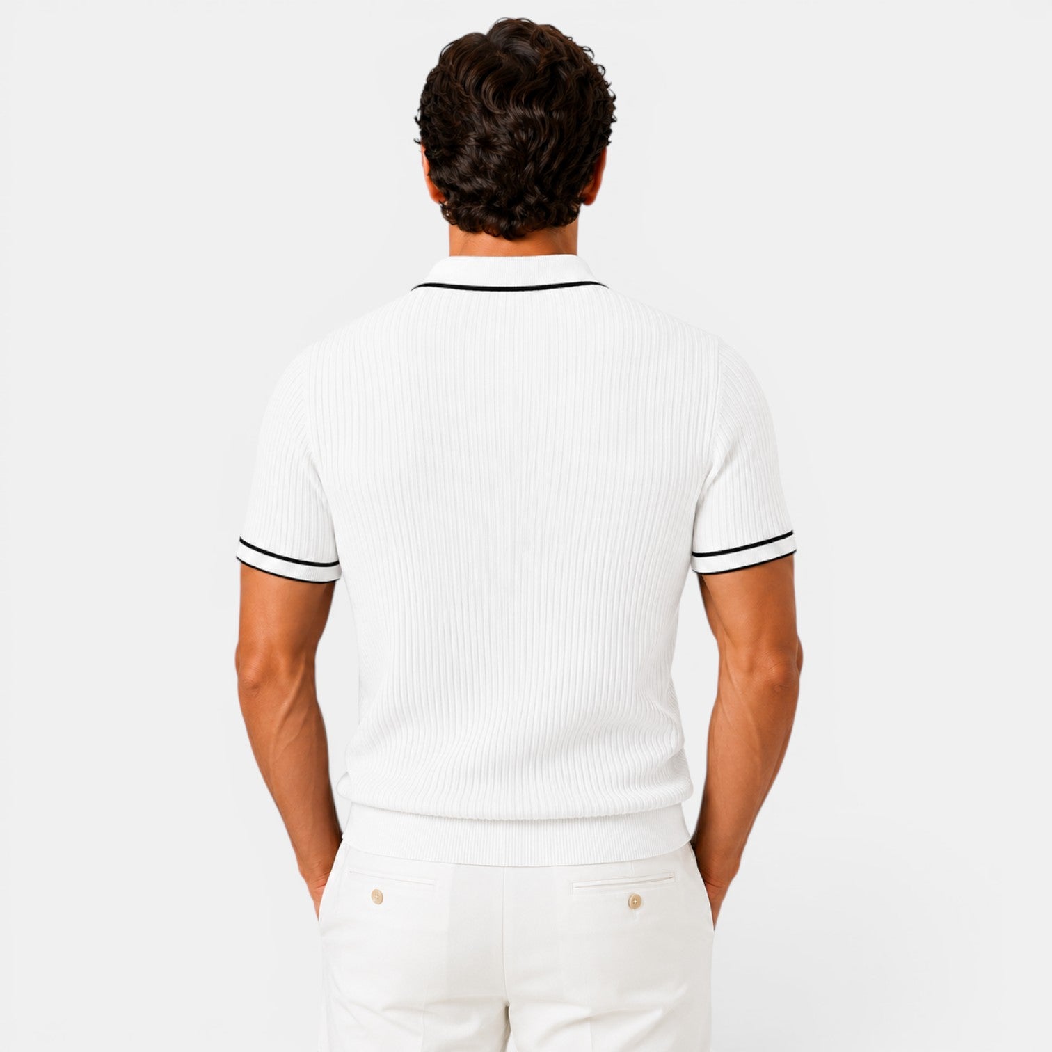 Monvaline | Men's Striped Polo Shirt Lightweight Comfort Loose Fit Summer Wear