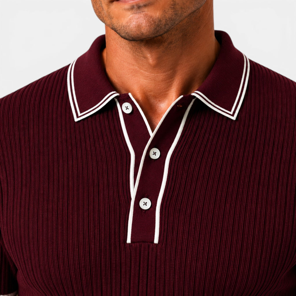 Monvaline | Men's Striped Polo Shirt Lightweight Comfort Loose Fit Summer Wear