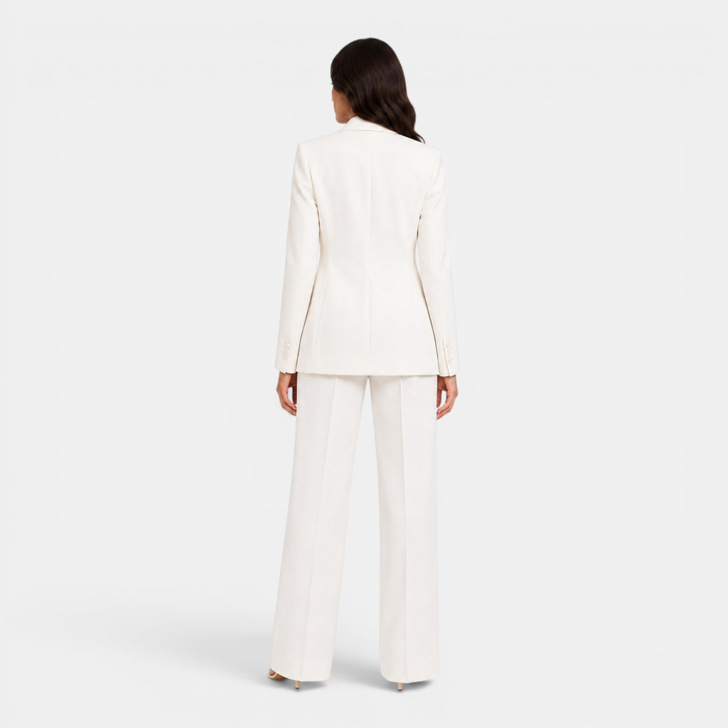 Monvaline | Women's Tailored Blazer and Wide Leg Trousers Office Suit Set