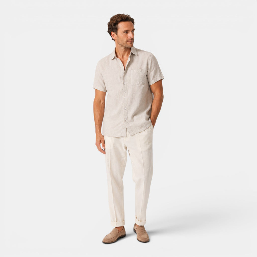 Monvaline | Men’s Linen Shirt for Summer Lightweight Short Sleeve