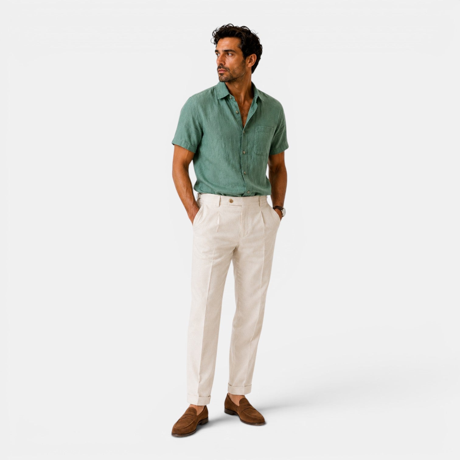 Monvaline | Men’s Linen Shirt for Summer Lightweight Short Sleeve
