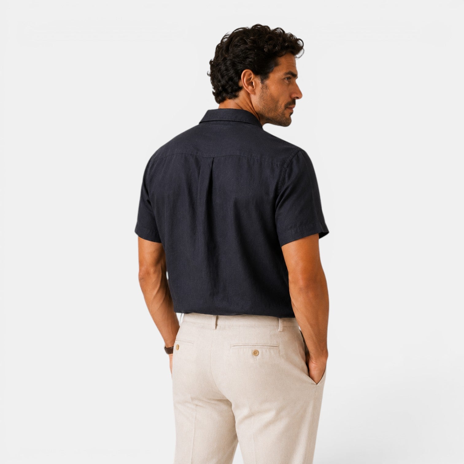 Monvaline | Men’s Linen Shirt for Summer Lightweight Short Sleeve