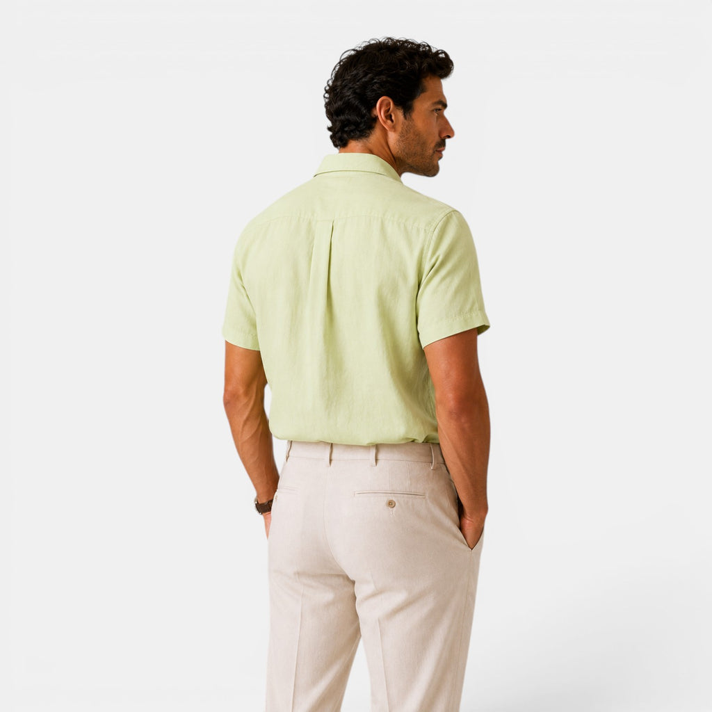 Monvaline | Men’s Linen Shirt for Summer Lightweight Short Sleeve