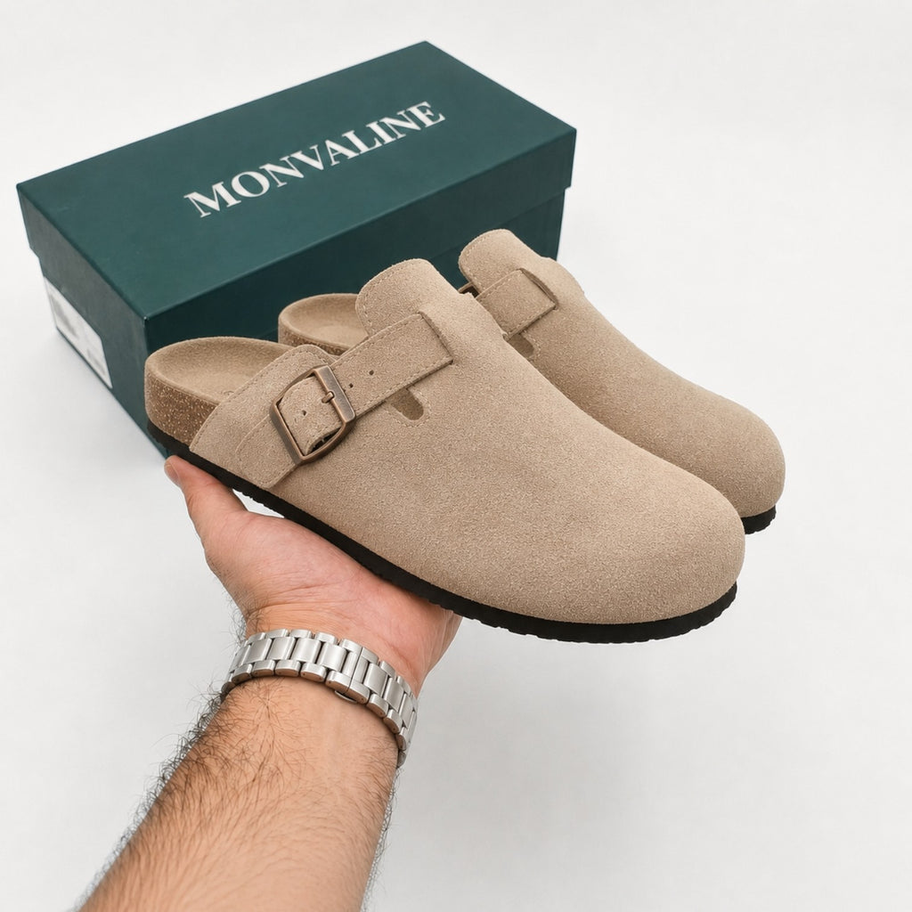 Monvaline | Men’s Suede Slip-On Clogs Comfortable Lightweight Daily Wear