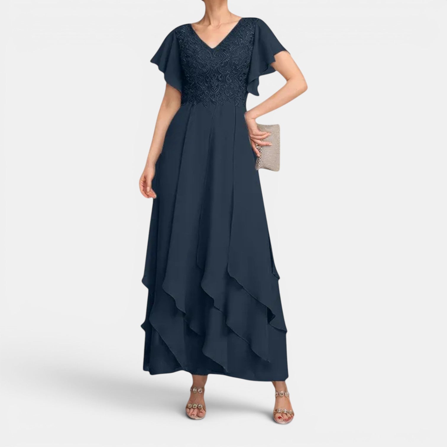 Monvaline | Women’s Lace Chiffon Occasion Dress