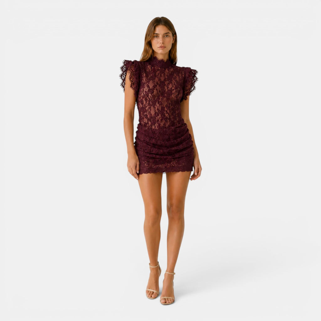 Monvaline | Women's Lace Bodycon Mini Dress for Evening Events