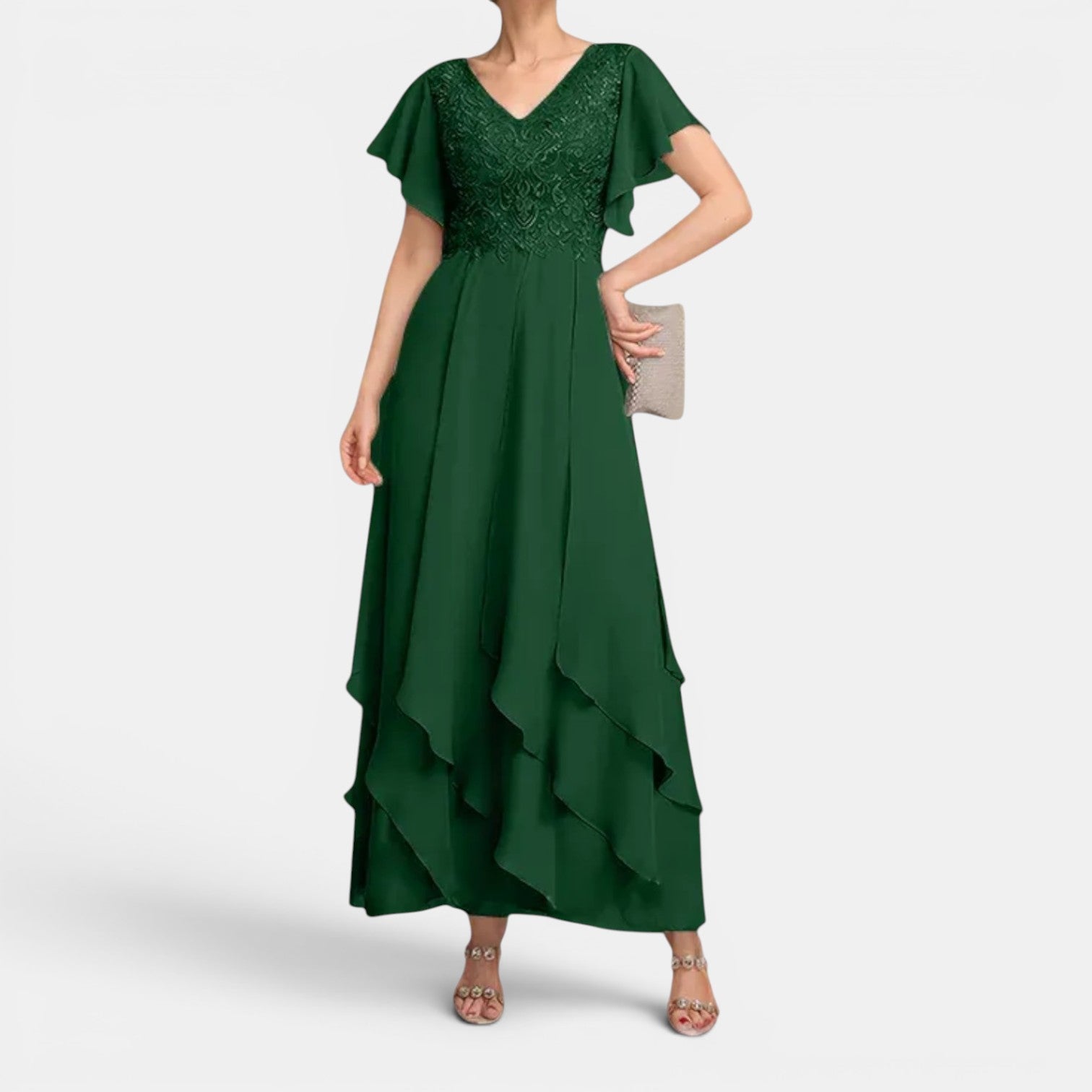 Monvaline | Women’s Lace Chiffon Occasion Dress