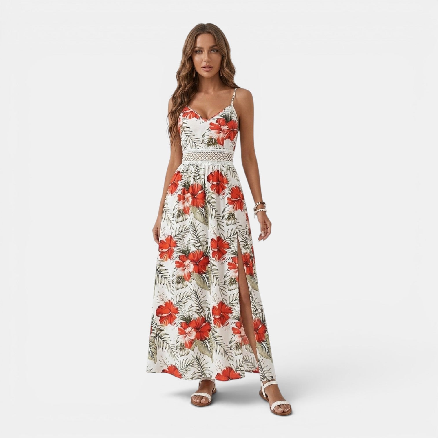 Monvaline | Women’s Summer Floral Maxi Dress – Split Beach Holiday Dress