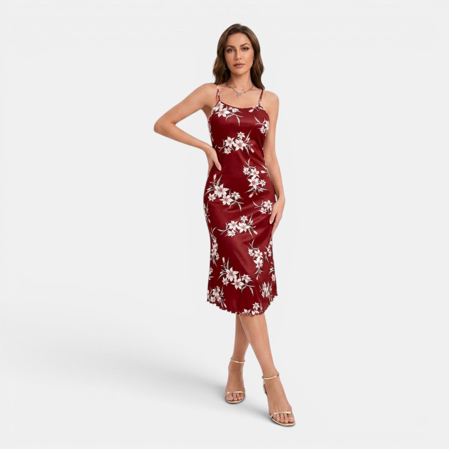 Monvaline | Women’s Floral Midi Dress for Summer Holidays & Resort Wear