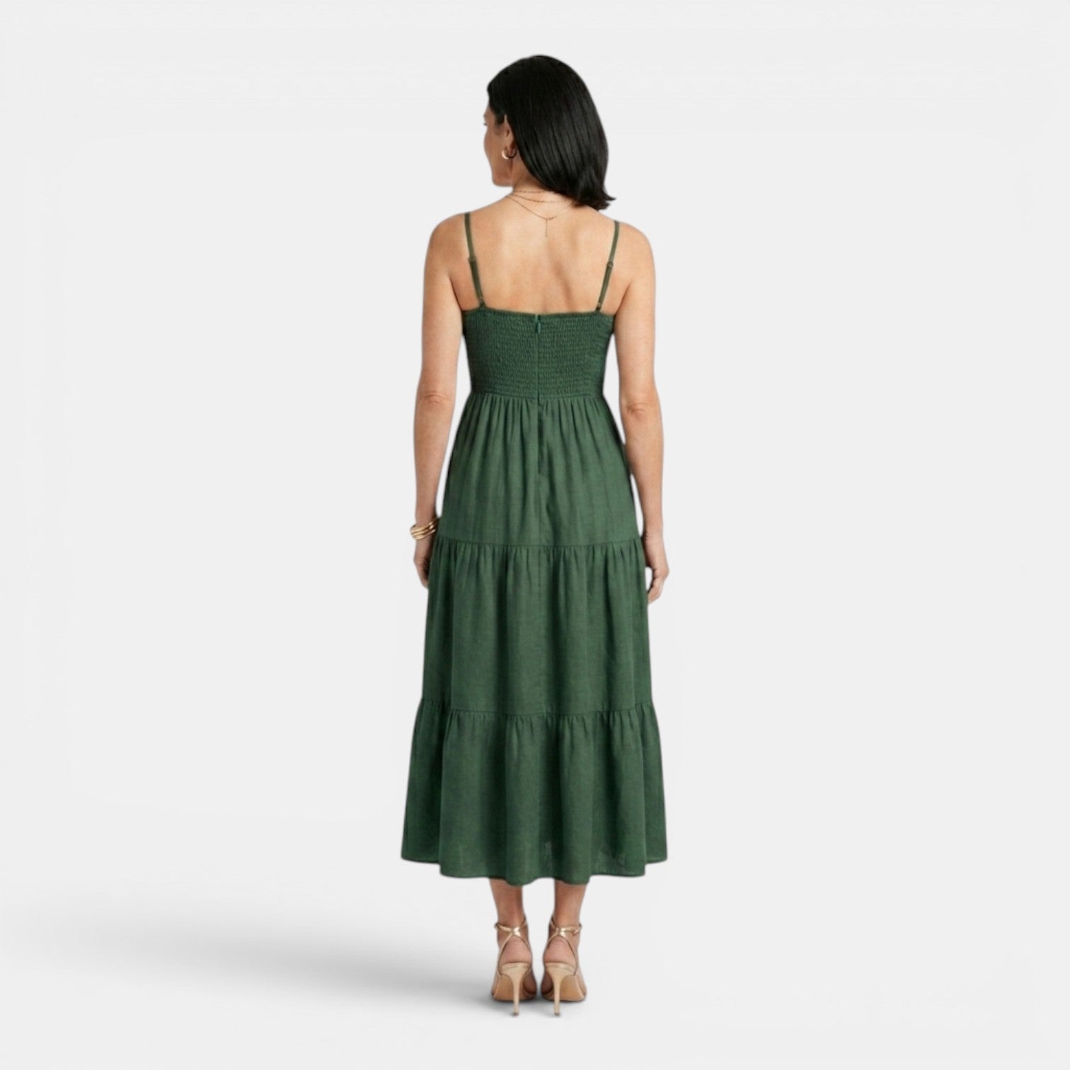 Monvaline | Women's Layered Chiffon Midi Dress Lightweight Summer Elegance