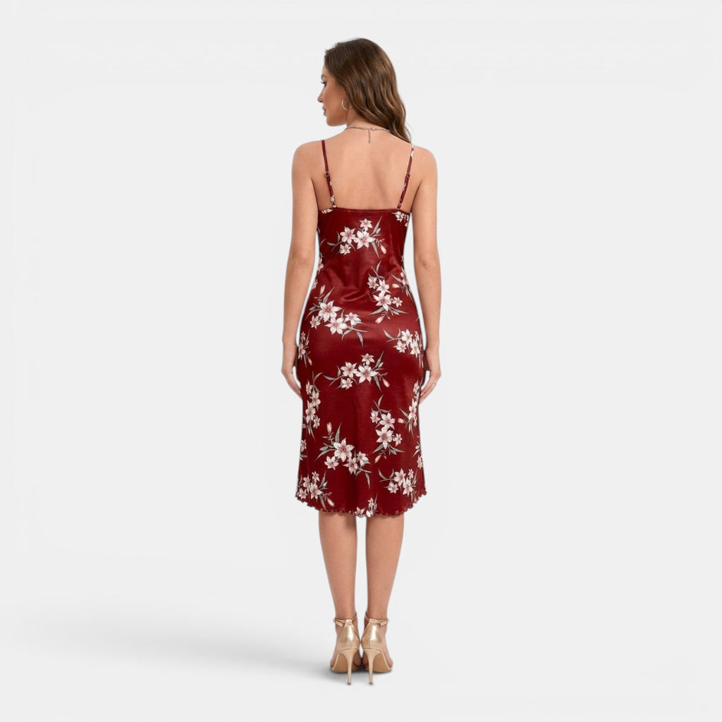 Monvaline | Women’s Floral Midi Dress for Summer Holidays & Resort Wear
