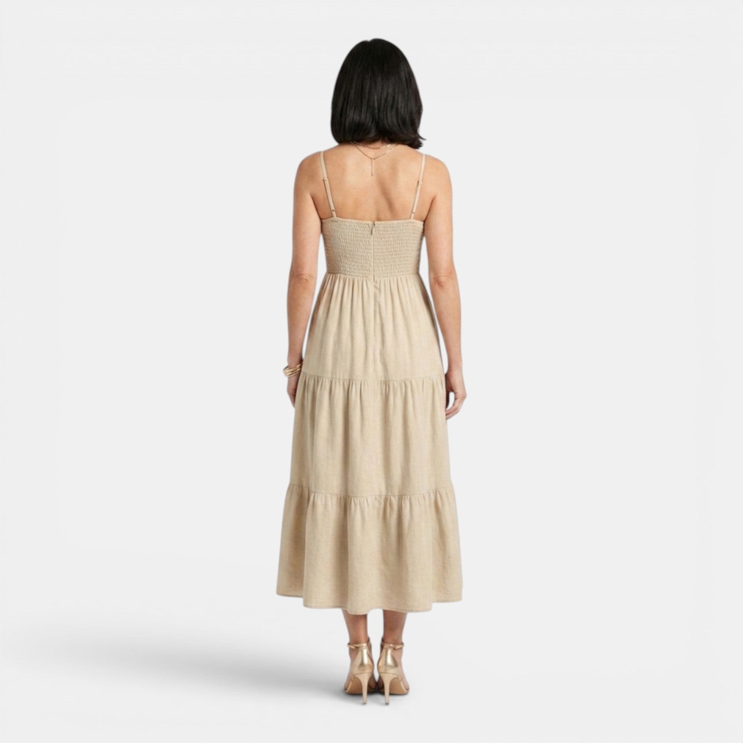Monvaline | Women's Layered Chiffon Midi Dress Lightweight Summer Elegance