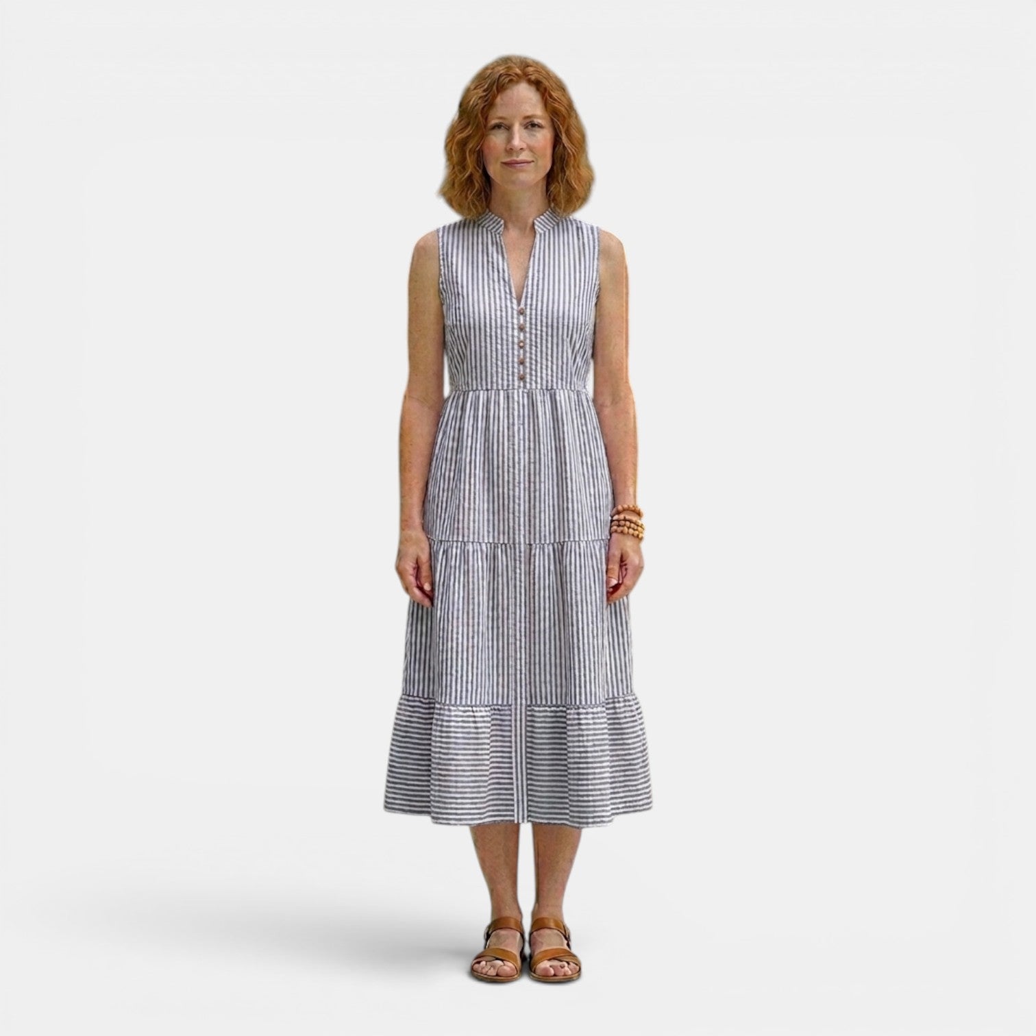 Monvaline | Women’s Tailored Shirt-Collar Midi Dress