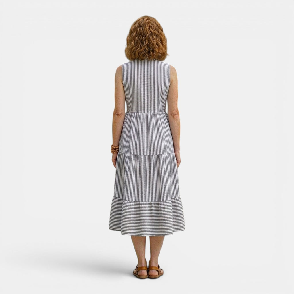 Monvaline | Women’s Tailored Shirt-Collar Midi Dress