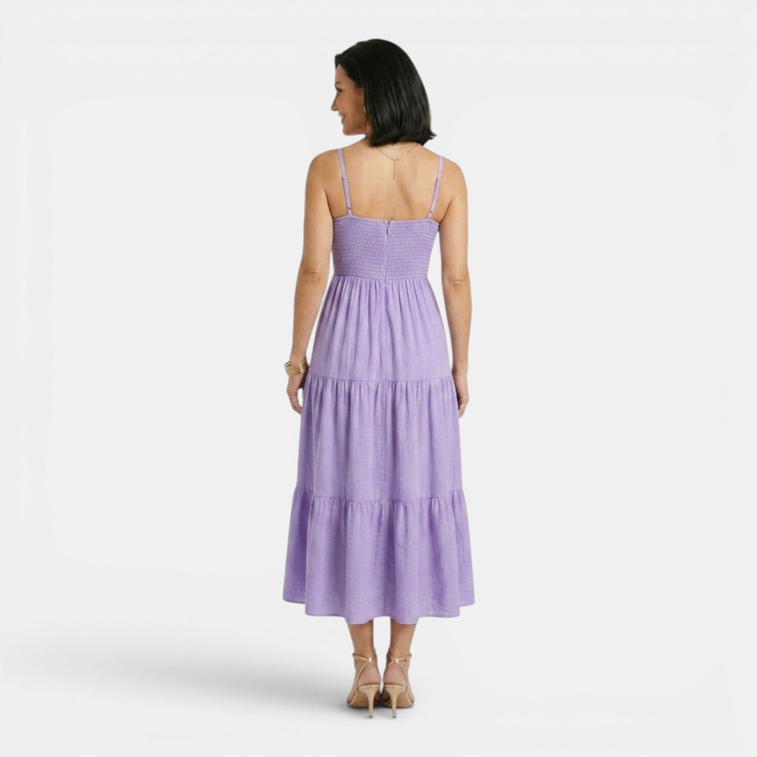 Monvaline | Women's Layered Chiffon Midi Dress Lightweight Summer Elegance