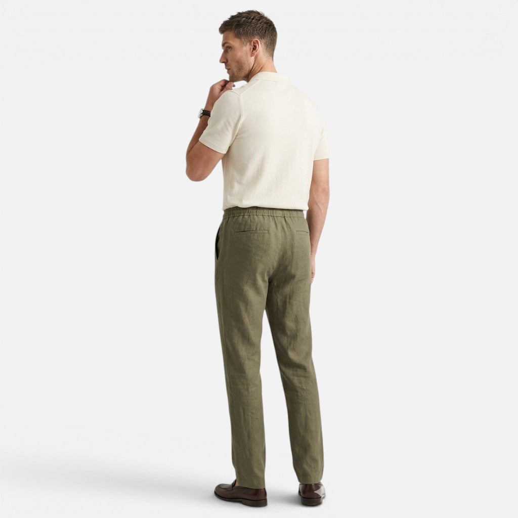 Monvaline | Men’s Riviera Green Linen Trousers