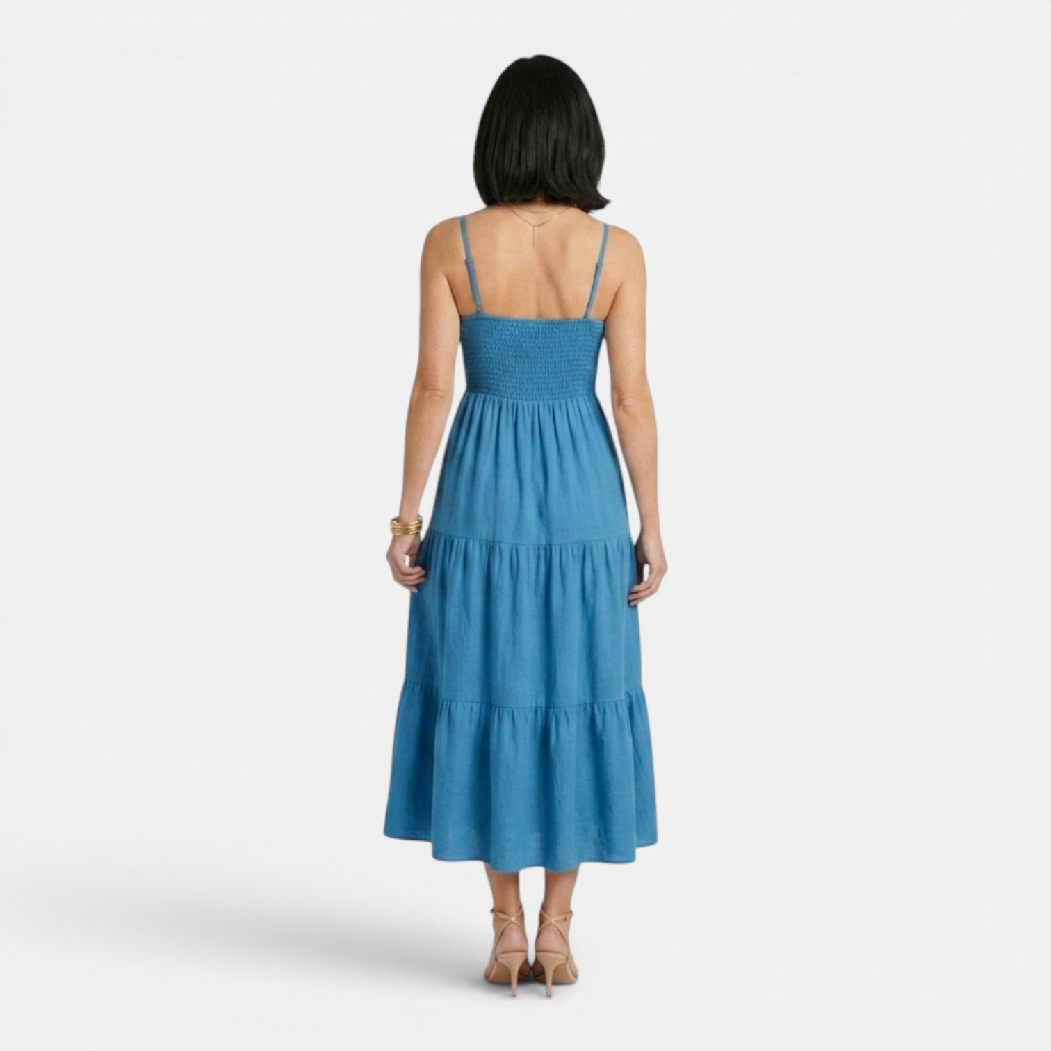 Monvaline | Women's Layered Chiffon Midi Dress Lightweight Summer Elegance