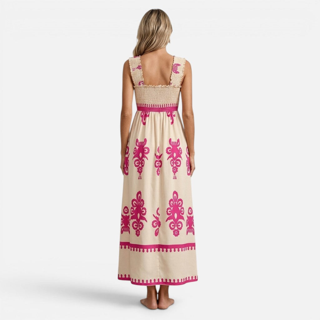 Monvaline | Women’s Cross-Front Printed Midi Dress