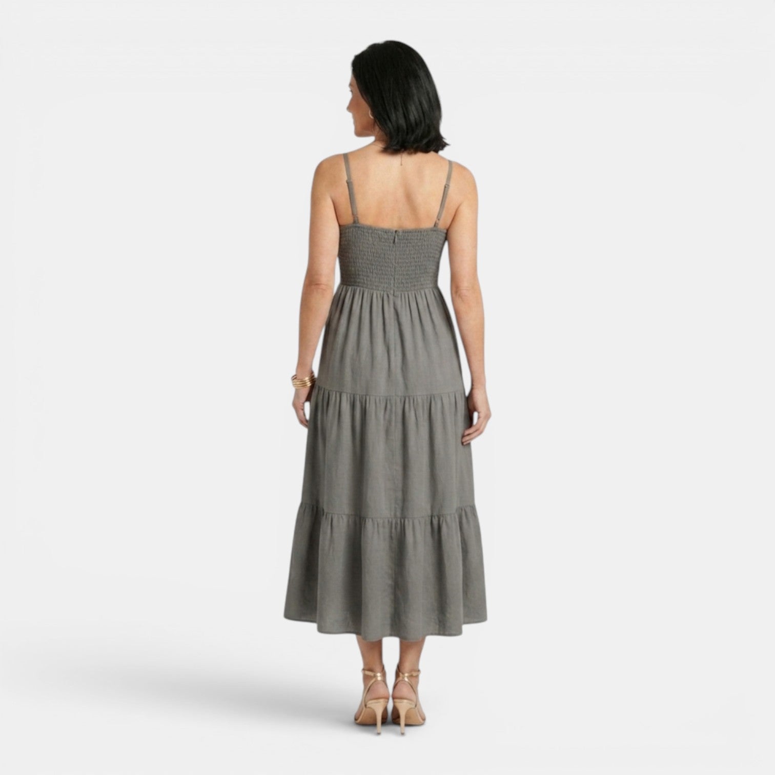 Monvaline | Women's Layered Chiffon Midi Dress Lightweight Summer Elegance