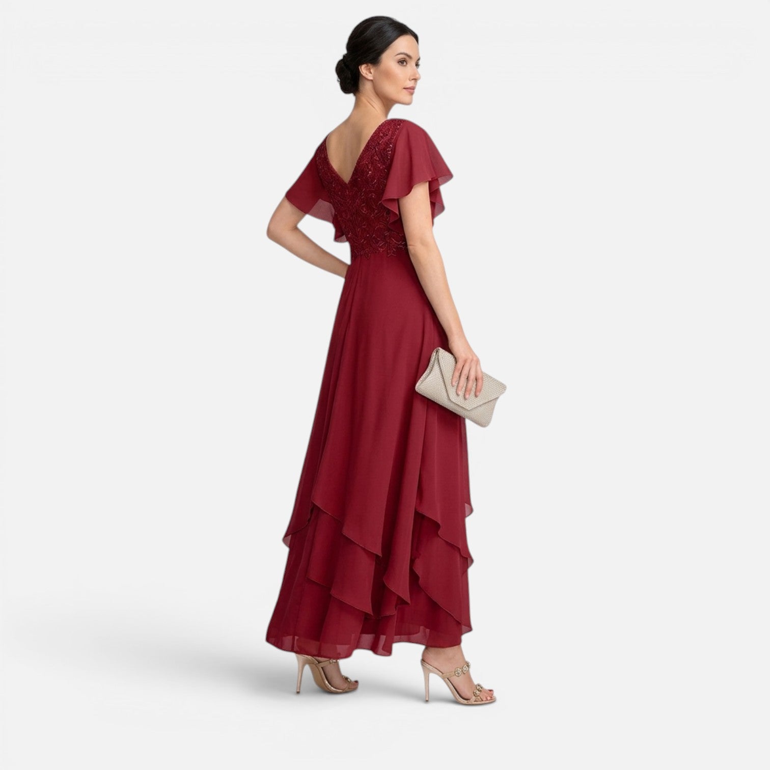Monvaline | Women’s Lace Chiffon Occasion Dress