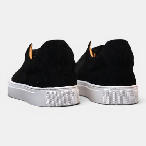 Monvaline | Men’s Black Suede Sneakers – Comfortable Everyday Casual Shoes