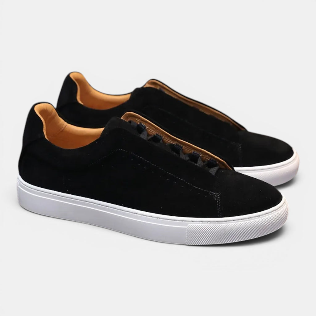 Monvaline | Men’s Black Suede Sneakers – Comfortable Everyday Casual Shoes