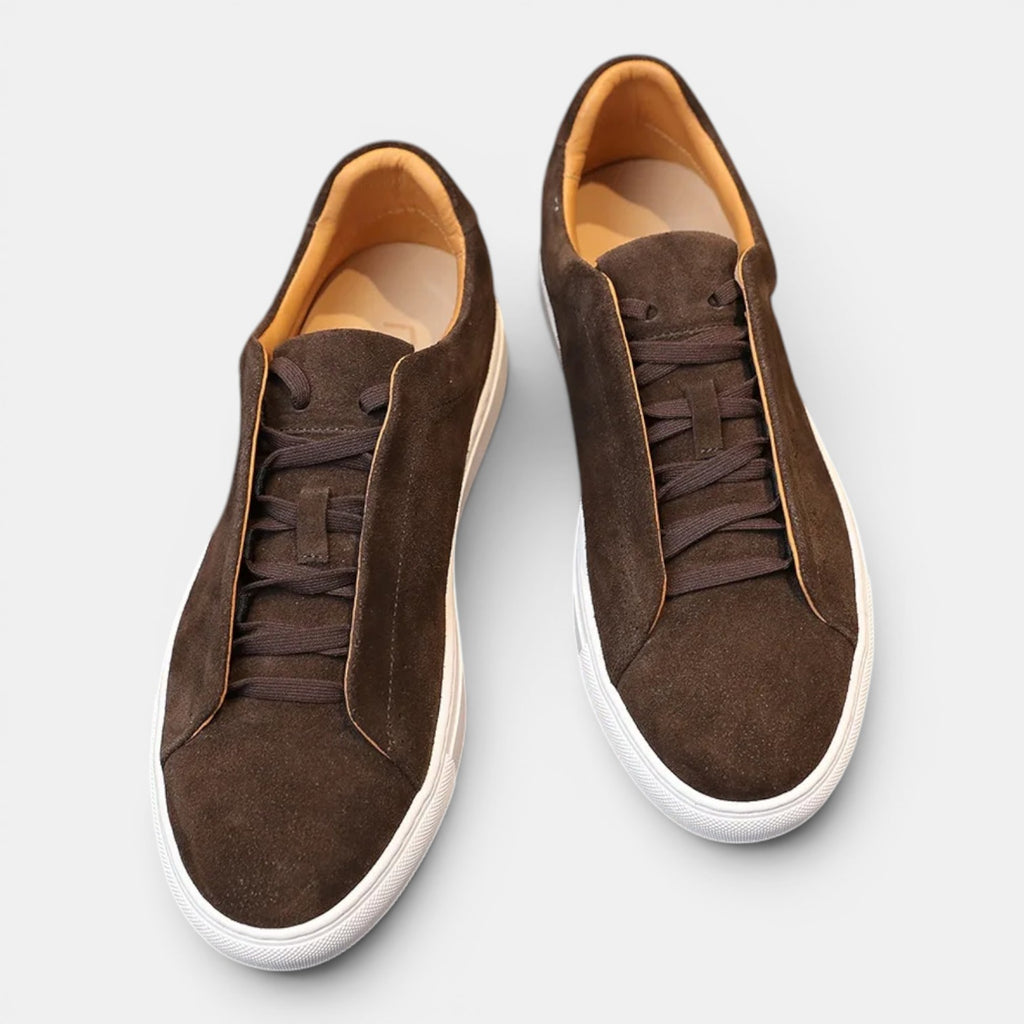 Monvaline | Men’s Brown Suede Sneakers – Lightweight Everyday Trainers