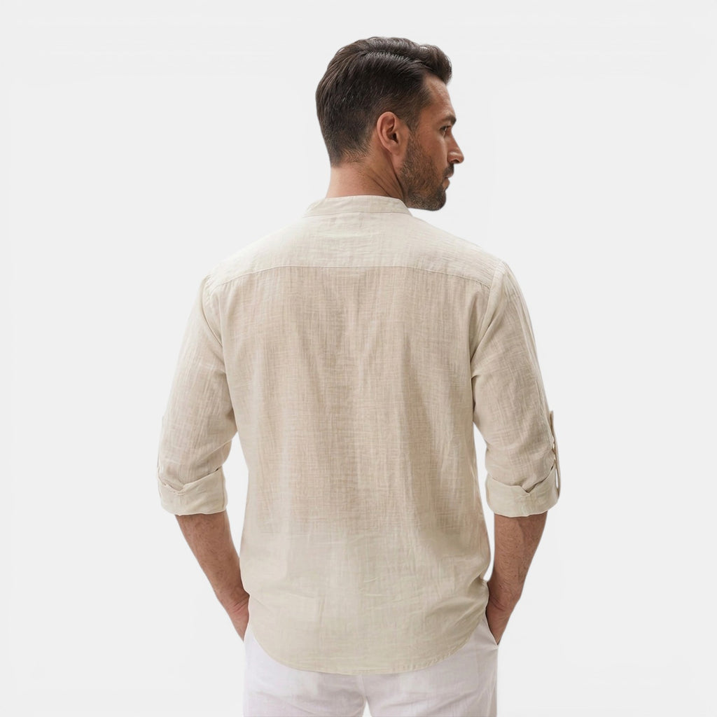 Monvaline | Men’s Breathable Summer Shirt – Lightweight Long Sleeve Henley