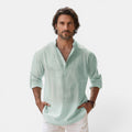 Monvaline | Men’s Breathable Summer Shirt – Lightweight Long Sleeve Henley