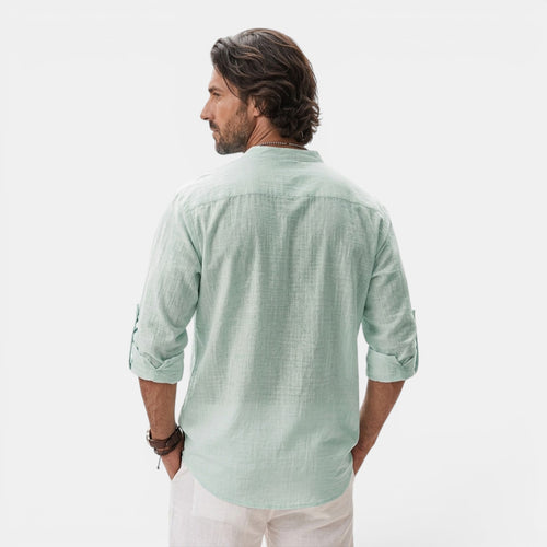 Monvaline | Men’s Breathable Summer Shirt – Lightweight Long Sleeve Henley