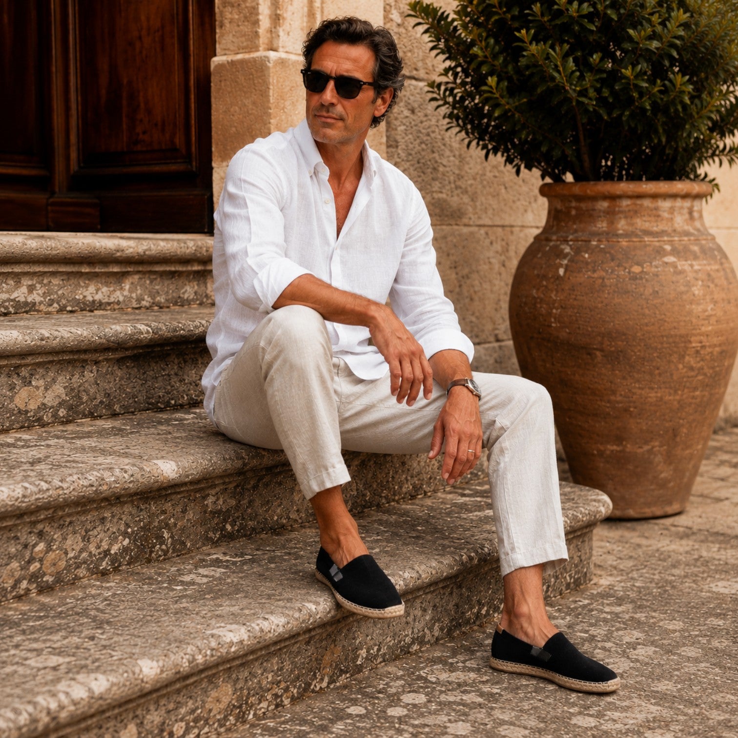 Monvaline | Men’s Canvas Espadrilles Lightweight Breathable Summer Slip-On