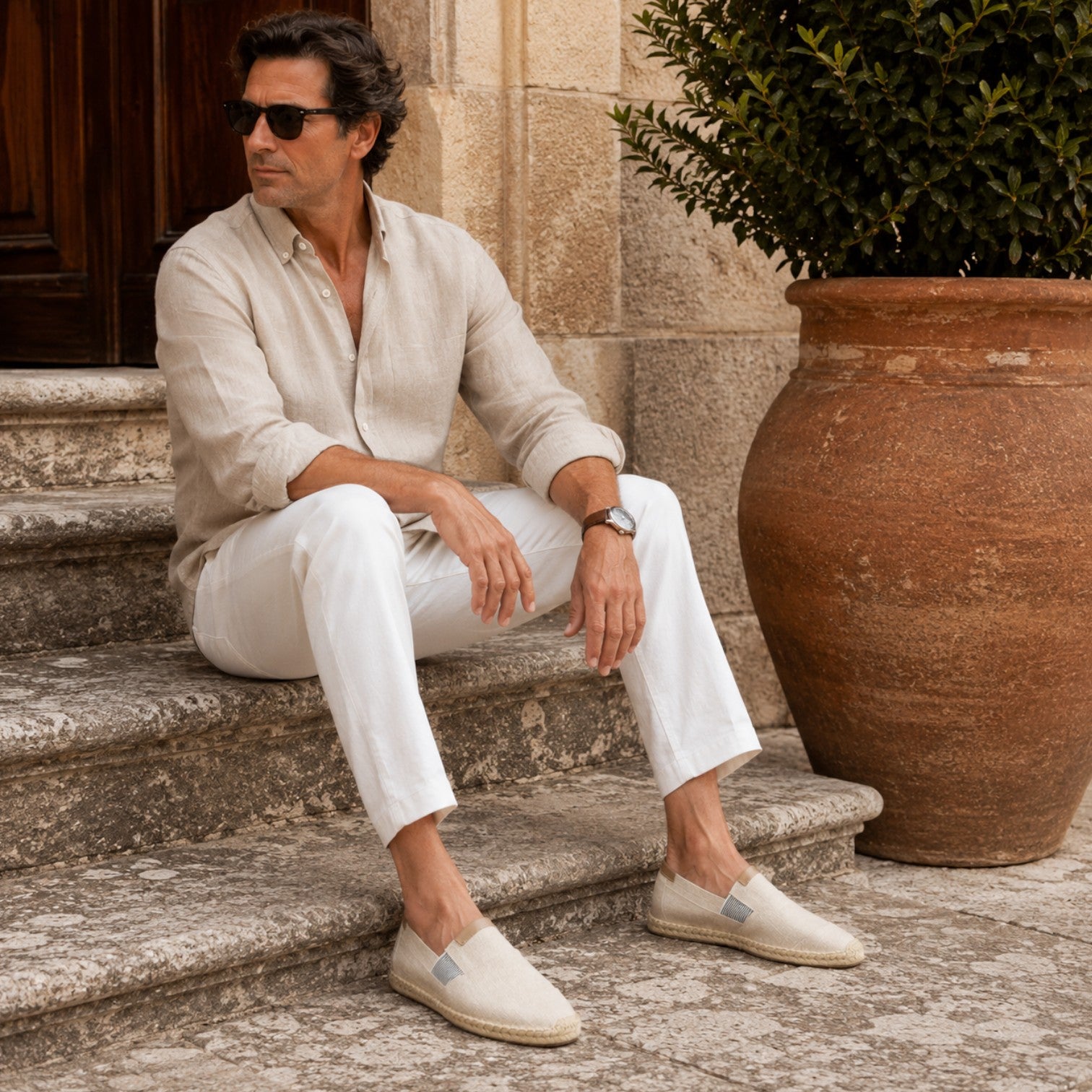Monvaline | Men’s Canvas Espadrilles Lightweight Breathable Summer Slip-On