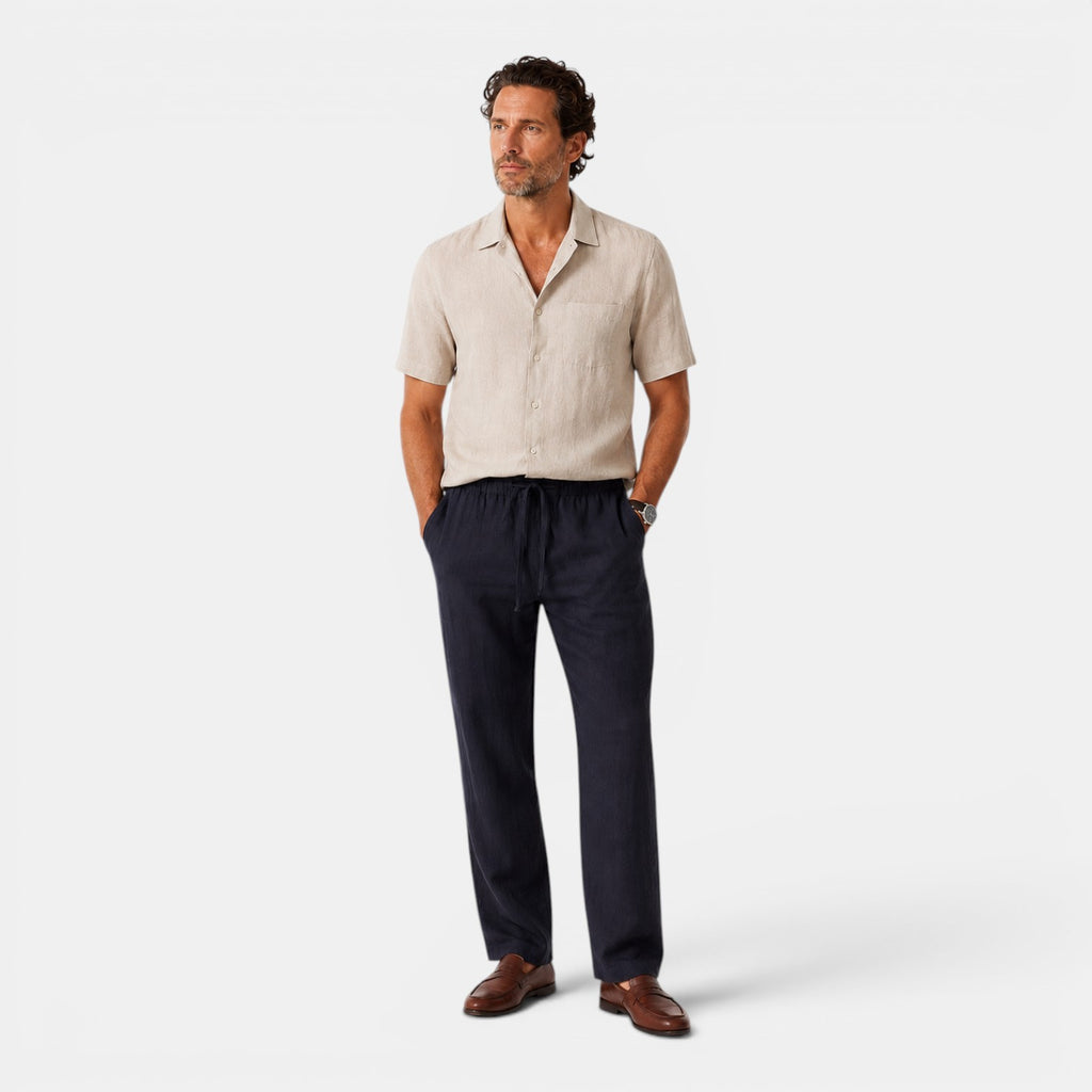 Monvaline | Men’s Coastal Navy Linen Pants