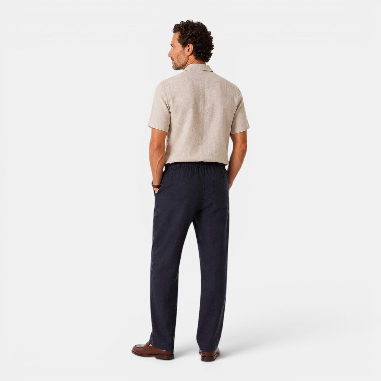 Monvaline | Men’s Coastal Navy Linen Pants