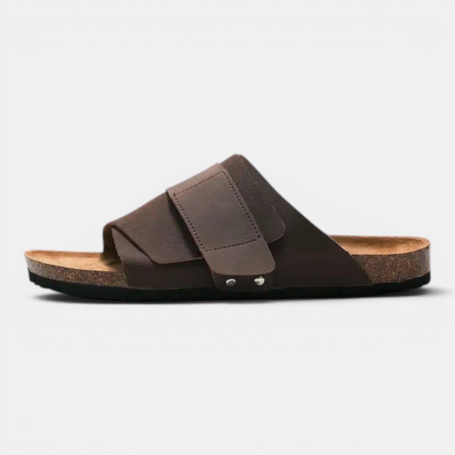Monvaline | Men’s Comfortable Cork Sandals Leather Holiday Summer Slides
