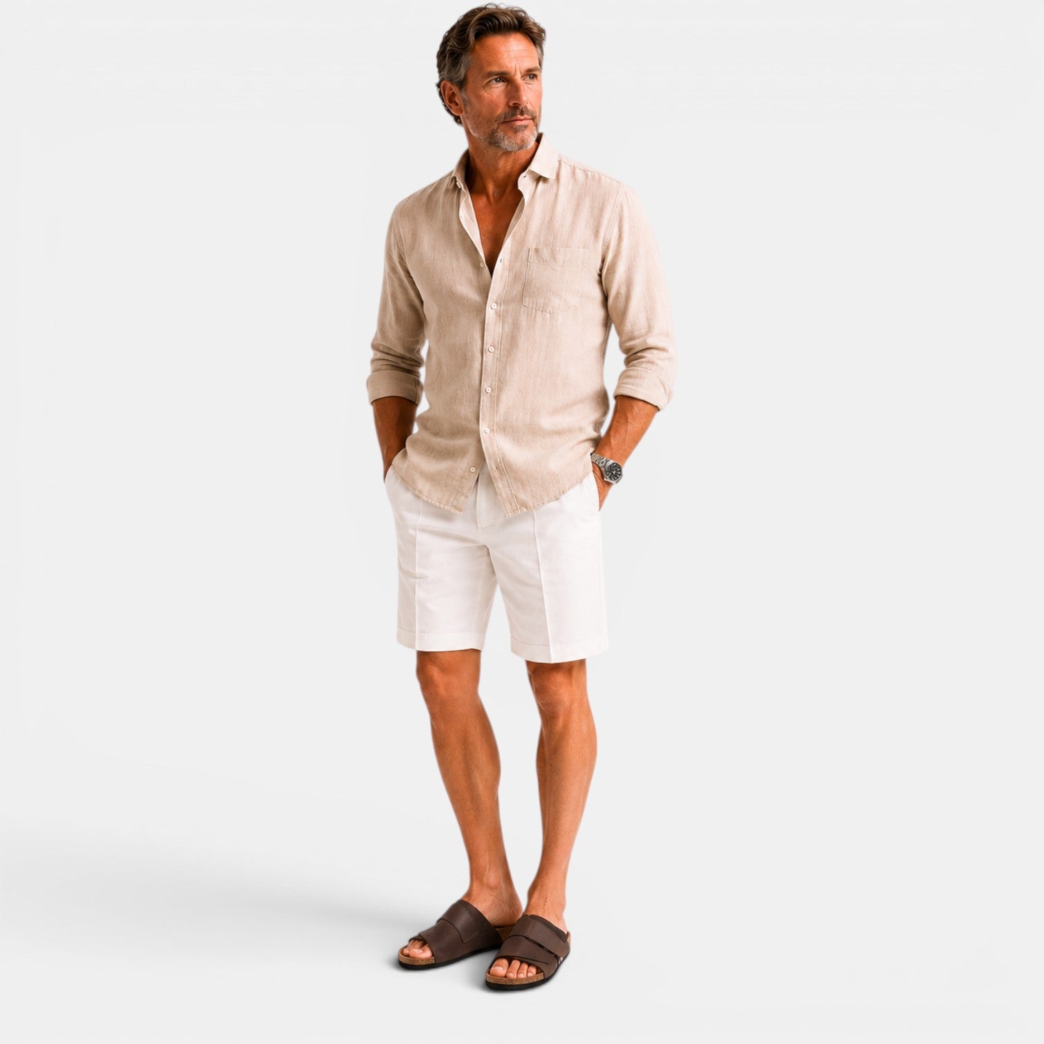 Monvaline | Men’s Comfortable Cork Sandals Leather Holiday Summer Slides