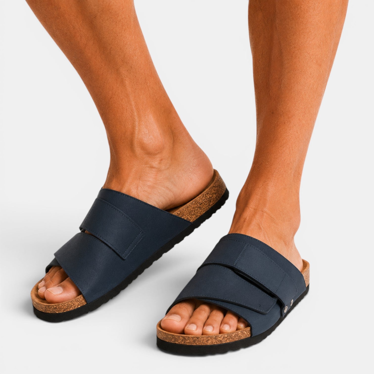 Monvaline | Men’s Comfortable Cork Sandals Leather Holiday Summer Slides