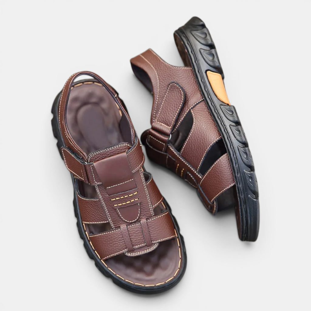 Monvaline | Men’s Comfortable Leather Sandals for Walking & Driving